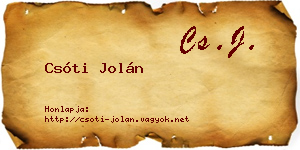 Csóti Jolán névjegykártya